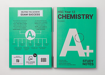 Photograph showing Cengage A+ HSC Year 12 Chemistry Study Notes and Practice Exams.