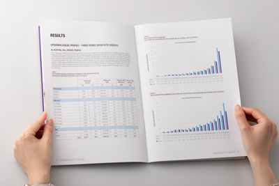 Photo showing a page spread of Hazard Edition 92 with typeset tables and graphs. 