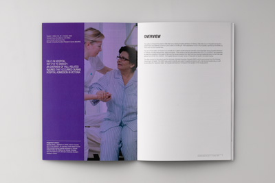 Photo showing a publication design spread with colour tinted image. 