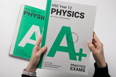 Photo of books showing the different cover designs for various subject areas in the Cengage A+ series.