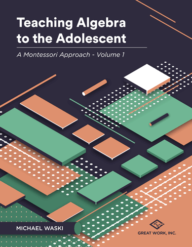 Cover design, Montessori Mathematics Teaching Algebra to the Adolescent Volume 1.
