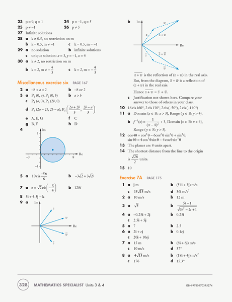 Sadler Mathematics Specialists Units 3 & 4 answers.