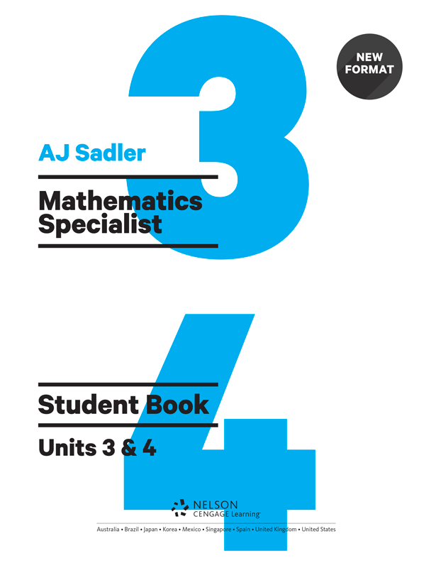 Sadler Mathematics Specialists Units 3 & 4 cover design.