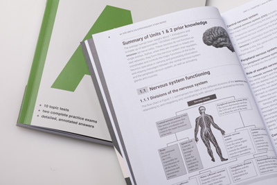Photograph of a page spread showing a diagram of the nervous system.