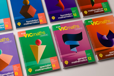 Photograph of the cover designs for the Nelson VICmaths series.
